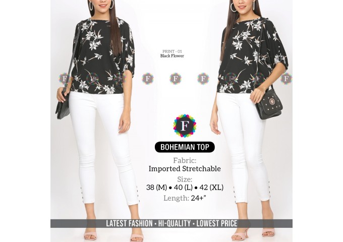 Stretchable Imported Bubble Textured Bohemian Tops 4