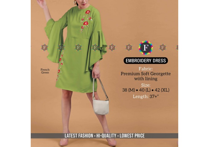 Embroidery Dress Premium Soft Georgette with Lining
