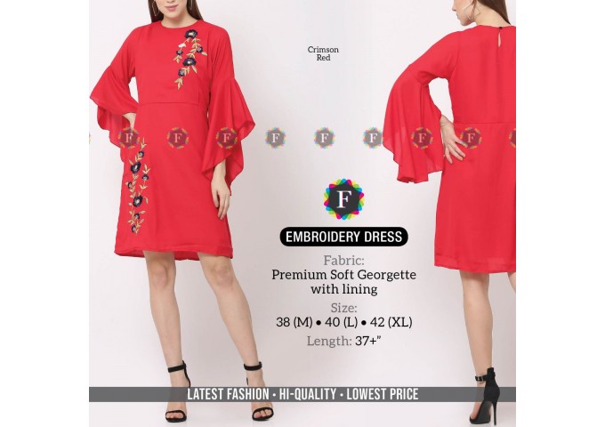 Embroidery Dress Premium Soft Georgette with Lining 4