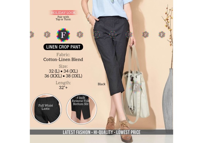 Cotton-Linen Blend Linen Crop Pant 3