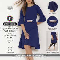 Skater Dress Imported Stretchable with Texture 2