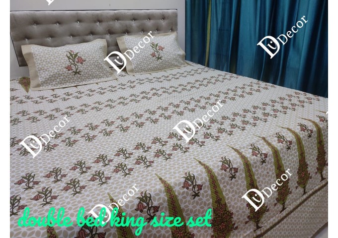 Dv Décor Products King Size ONE DOUBLE BED SHEET WITH TWO PILLOW COVERS