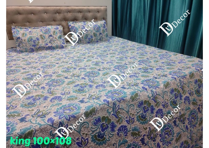 Dv Décor Products King Size ONE DOUBLE BED SHEET WITH TWO PILLOW COVERS 2