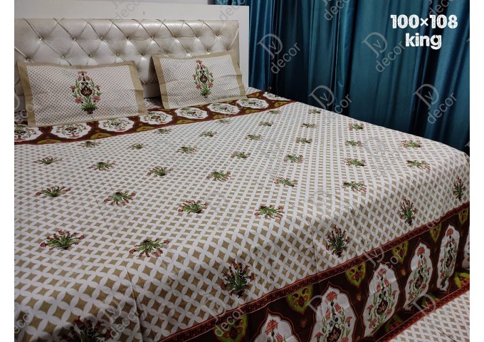 Dv Décor Products King Size ONE DOUBLE BED SHEET WITH TWO PILLOW COVERS 8