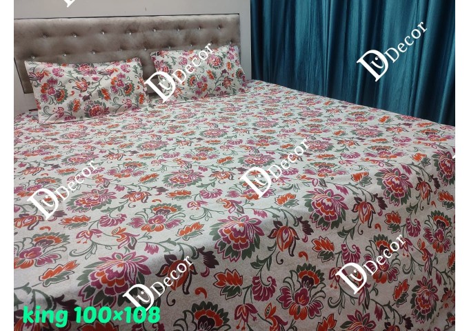 Dv Décor Products King Size ONE DOUBLE BED SHEET WITH TWO PILLOW COVERS 9