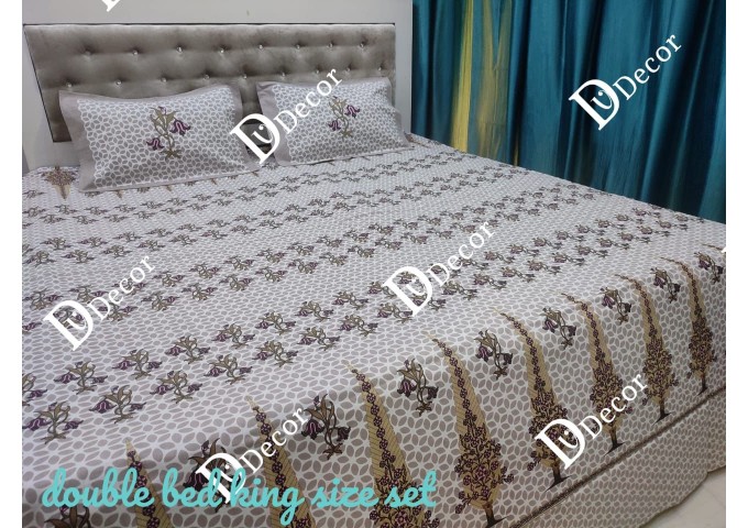 Dv Décor Products King Size ONE DOUBLE BED SHEET WITH TWO PILLOW COVERS 11