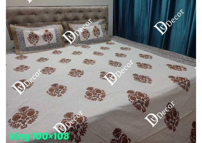 Dv Décor Products King Size ONE DOUBLE BED SHEET WITH TWO PILLOW COVERS 12
