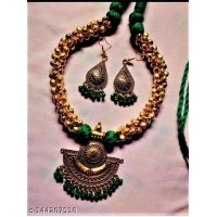Silk thread Pendent Necklace and Earing 3
