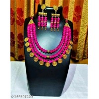 Silk thread Pendent Necklace and Earing 12