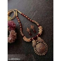 Silk thread Pendent Necklace and Earing 14