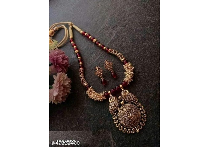Silk thread Pendent Necklace and Earing 14