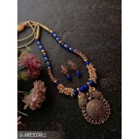 Silk thread Pendent Necklace and Earing 13