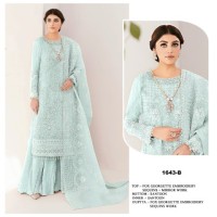 DN 1643  Heavy Fox Georgette With Heavy Embroidery Sequence Work Suit Sky Blue
