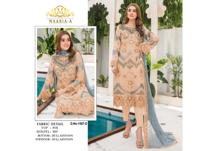 Maaria A DN 1067 Heavy Fox Georgette Suit with Embroidery Sequence Work Orange