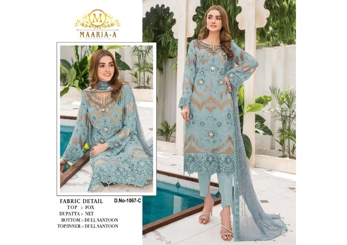 Maaria A DN 1067 Heavy Fox Georgette Suit with Embroidery Sequence Work Sky Blue