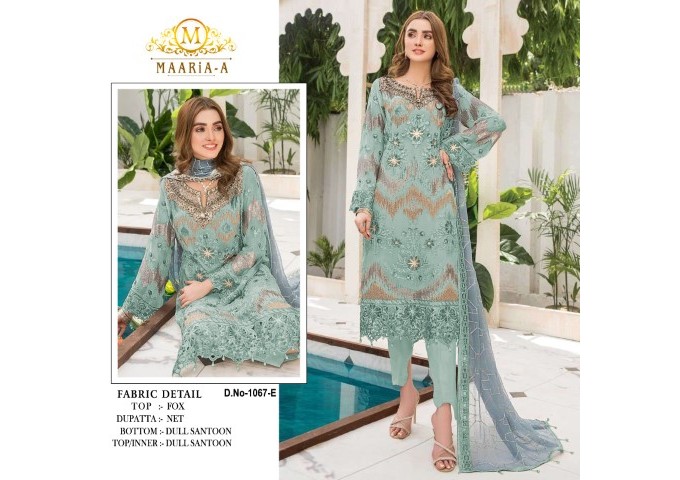 Maaria A DN 1067 Heavy Fox Georgette Suit with Embroidery Sequence Work Light Blue