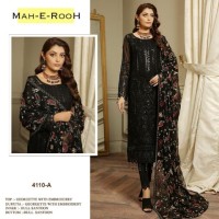 Mah E Room DN 4110 Heavy Faux Georgette with 3mm Sequence Embroidered work & khatli work Suit Plazzo Black