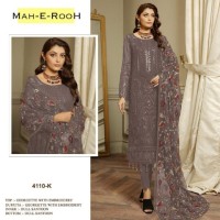 Mah E Room DN 4110 Heavy Faux Georgette with 3mm Sequence Embroidered work & khatli work Suit Plazzo Light Grey