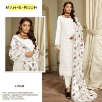 Mah E Room DN 4110 Heavy Faux Georgette with 3mm Sequence Embroidered work & khatli work Suit Plazzo White