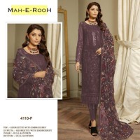 Mah E Room DN 4110 Heavy Faux Georgette with 3mm Sequence Embroidered work & khatli work Suit Plazzo Dark Purple