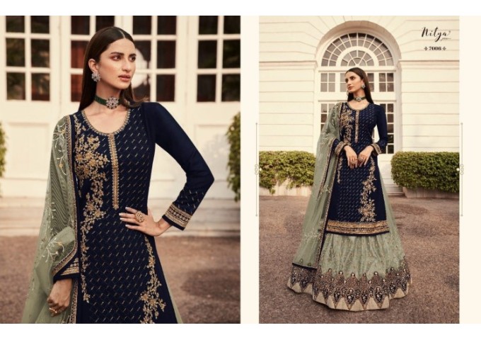 LT Fabrics Nitya Gharara Style Salwar Kameez Dark Green