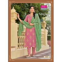 Sangini Vol 1 Heavy Rayon Print kurti pant Dupptta Sequence With Embroidery Work Pink|Green