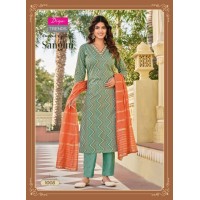 Sangini Vol 1 Heavy Rayon Print kurti pant Dupptta Sequence With Embroidery Work Light Green