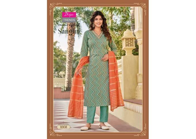 Sangini Vol 1 Heavy Rayon Print kurti pant Dupptta Sequence With Embroidery Work Light Green