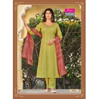 Sangini Vol 1 Heavy Rayon Print kurti pant Dupptta Sequence With Embroidery Work Parrot Green