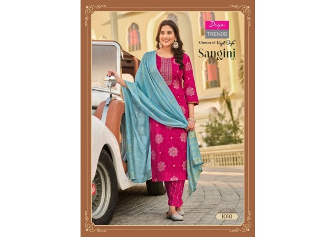 Sangini Vol 1 Heavy Rayon Print kurti pant Dupptta Sequence With Embroidery Work Pink|Blue