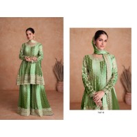 Gulkayra Designer Vaani heavy Real chinon With Embroidery sequence work Salwar Kameez Suit Green