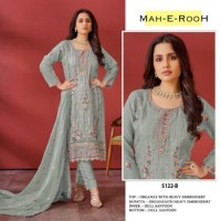 Mah E Rooh DN 5122 Organza Heavy Faux Georgette with 3mm Sequence Embroidered work & khatli work Suit Plazzo Sky Blue