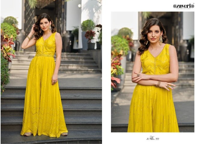 ZAVERI WOMAN BEAUTY NEW COLLECTION  JUMPSUIT HIT DESIGN YELLOW