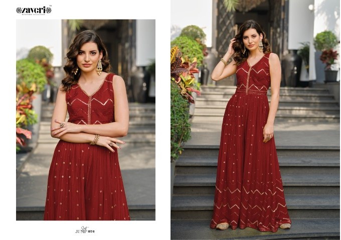 ZAVERI WOMAN BEAUTY NEW COLLECTION  JUMPSUIT HIT DESIGN MAROON