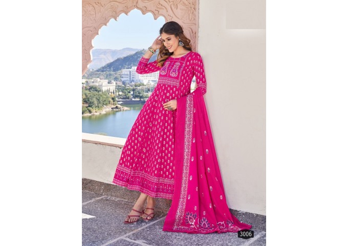 Anarkali Vol 2 Suit With Dupptta Pink