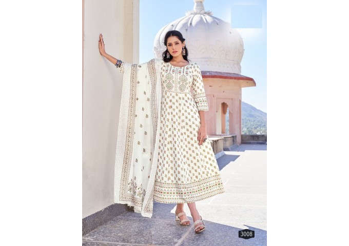 Anarkali Vol 2 Suit With Dupptta White