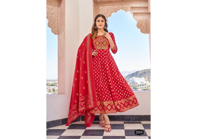 Anarkali Vol 2 Suit With Dupptta Red
