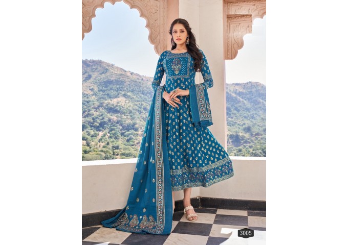Anarkali Vol 2 Suit With Dupptta Blue