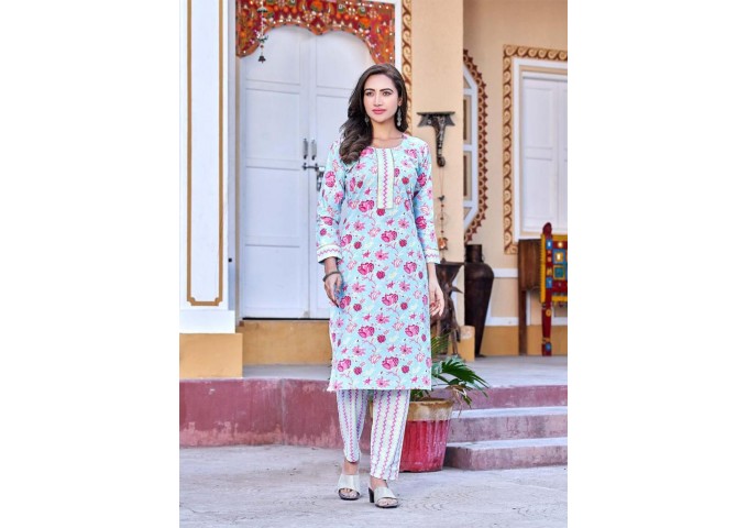 Cotton Vol 4 Summer Special Fancy Kurti with Bottom White