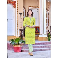Cotton Vol 4 Summer Special Fancy Kurti with Bottom Parrot Green