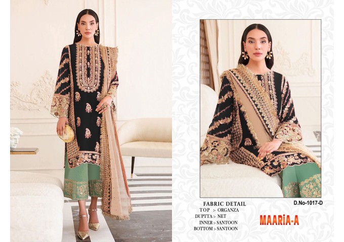 MAARiA-A  DN 1017 Heavy Organza With Embroidery Sequence Work With Stone Palazzo Suit Black