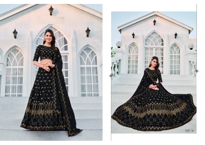 Fashion Embroidered Semi Stitched Lehenga Choli Collection Black