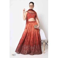 Exclusive Bridal Thread Embroidered Semi Stitched Lehenga Choli Collection Maroon|Red