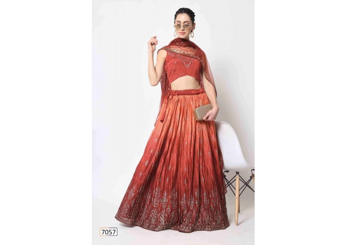 Exclusive Bridal Thread Embroidered Semi Stitched Lehenga Choli Collection Maroon|Red