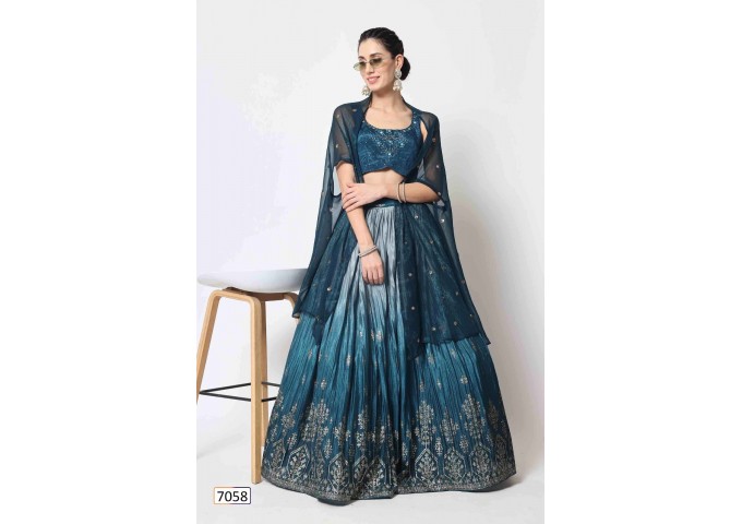 Exclusive Bridal Thread Embroidered Semi Stitched Lehenga Choli Collection Dark Blue