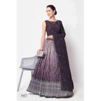 Exclusive Bridal Thread Embroidered Semi Stitched Lehenga Choli Collection Purple