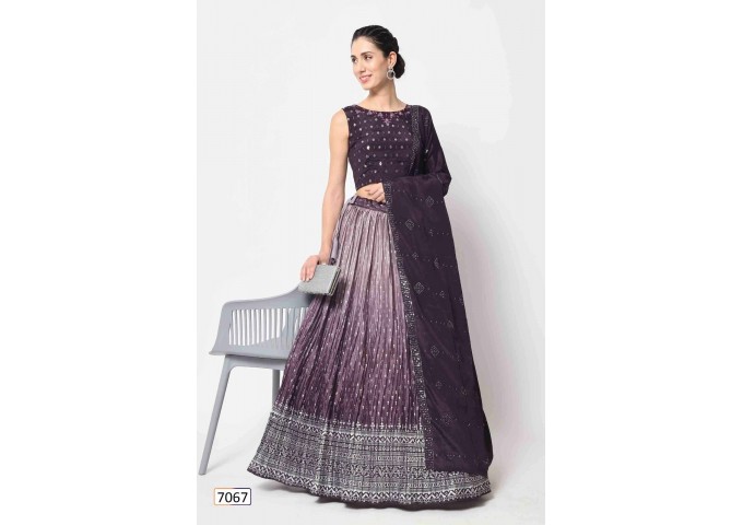 Exclusive Bridal Thread Embroidered Semi Stitched Lehenga Choli Collection Purple