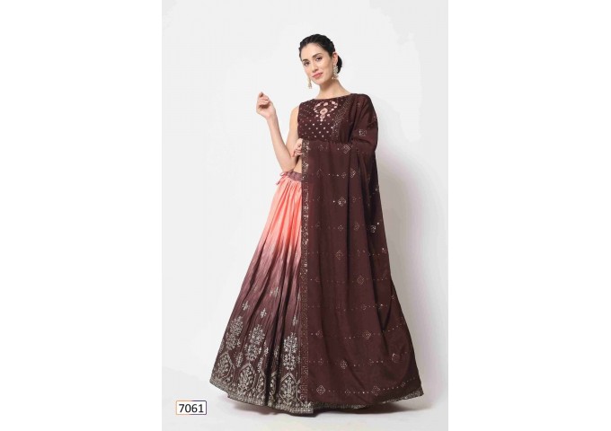 Exclusive Bridal Thread Embroidered Semi Stitched Lehenga Choli Collection Dark Brown
