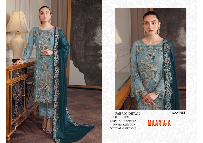 MAARiA-A Present Heavy Najneen with Embroidery Work With Less With Latkan Suit Shine Blue