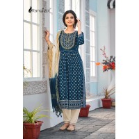 Rangmanch Vol 2 Heavy Rayon 14 Kg With Gold Print And Hand Work Blue